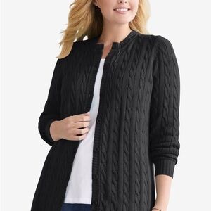 L.L. Bean Women's Black Cable Knit Cardigan